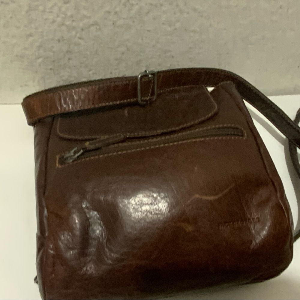 Jack Georges Voyager Leather Crossbody Brown Boho Cottage Embossed Floral - Picture 7 of 16